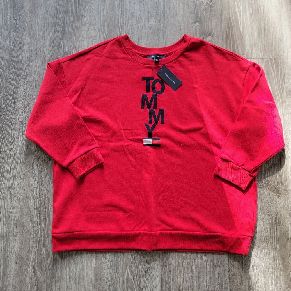 BRAND NEW Tommy Hilfiger Large Logo Crewneck Sweatshirt Women's Size 1X